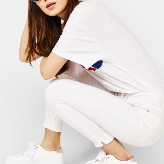 Skinny mid-rise trousers