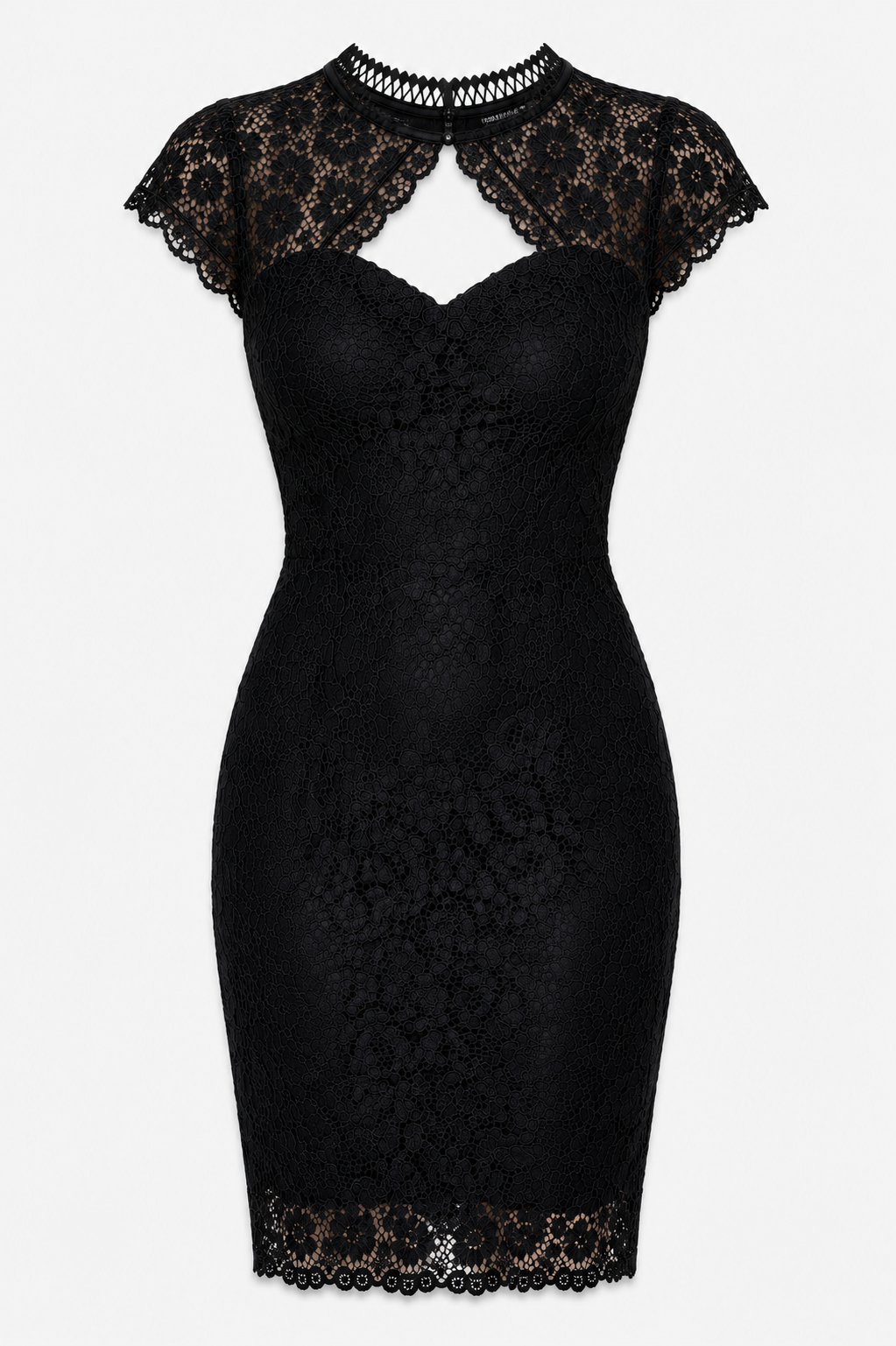 Sistaglam Petite elegáns fekete csipkeruha - Image 5